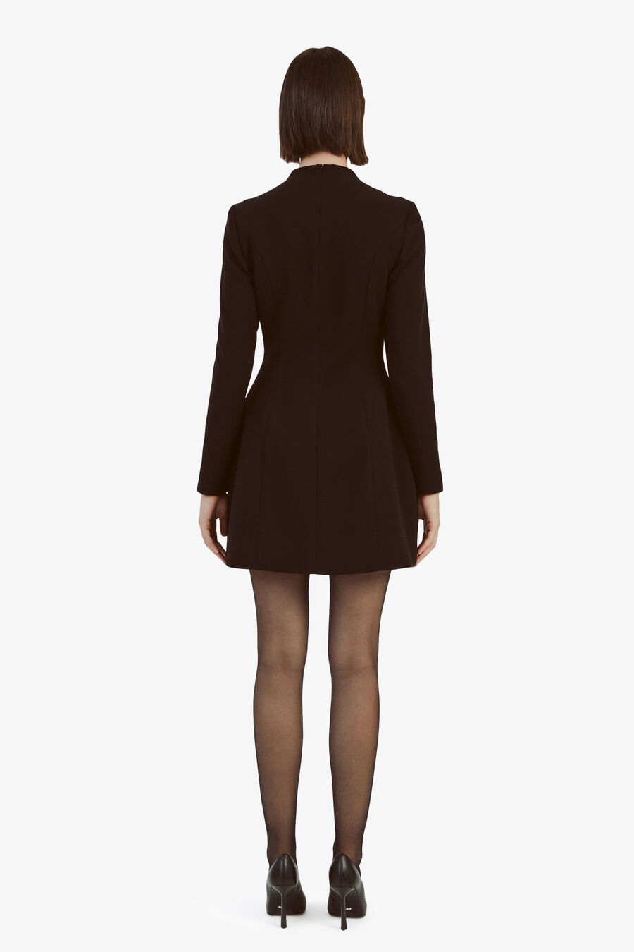 DELPHI LONG SLEEVE MINI DRESS in colour BLACK